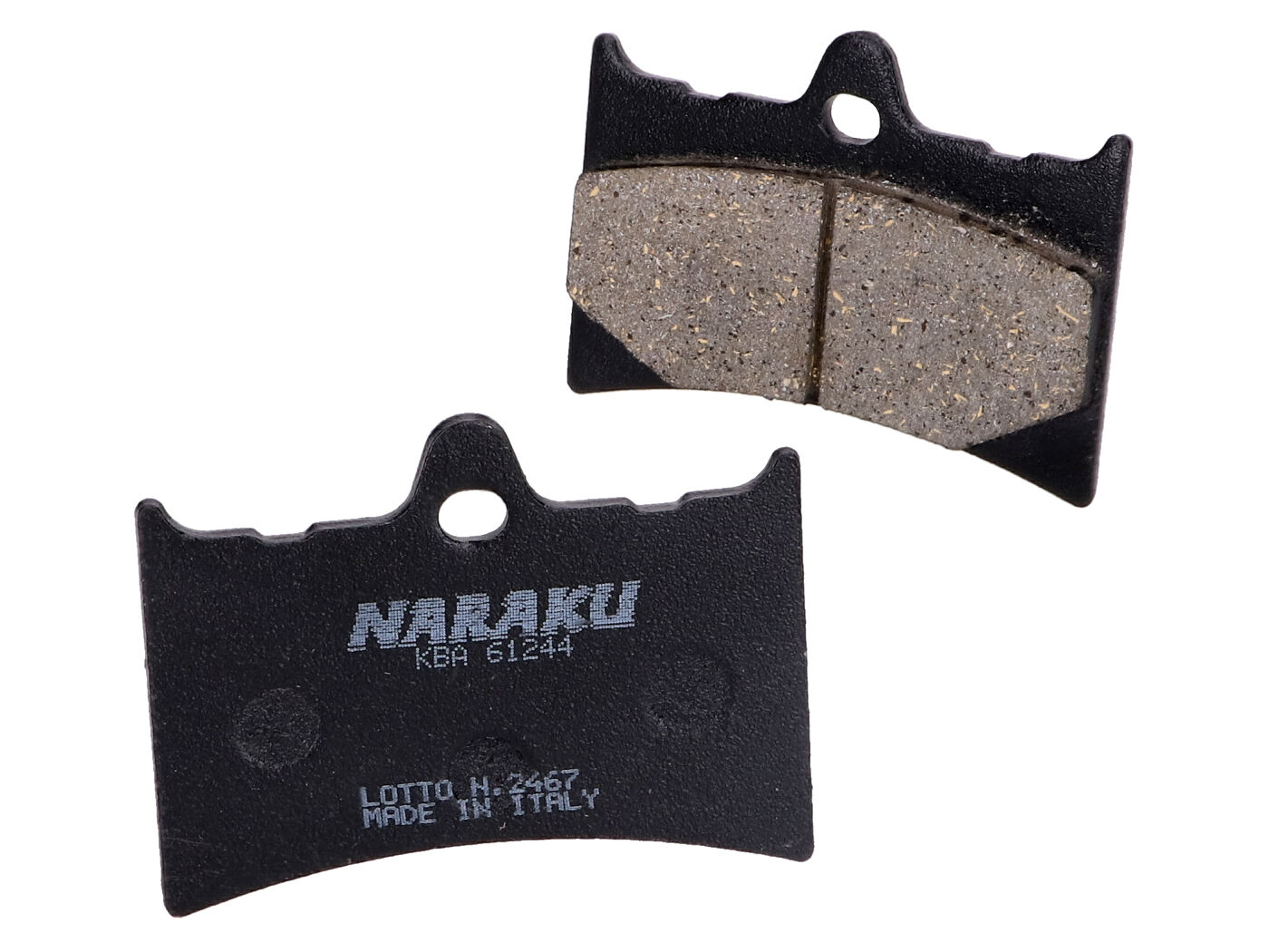 Stabdžių kaladėlės Naraku organic, skirtos Aprilia AF1 Futura 125, RS 125