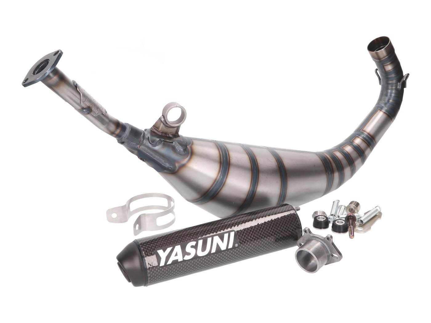 Duslintuvas Yasuni R5 juodas Carbon Look pluoštas, skirtas Aprilia RX, SX, Derbi Senda, Gilera RCR, SMT (EBE, EBS, D50B)